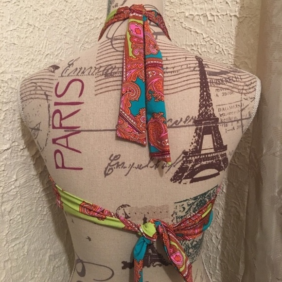 Paisley Print Bikini Swim Top Sz 32-34 B/ C - Picture 3 of 6